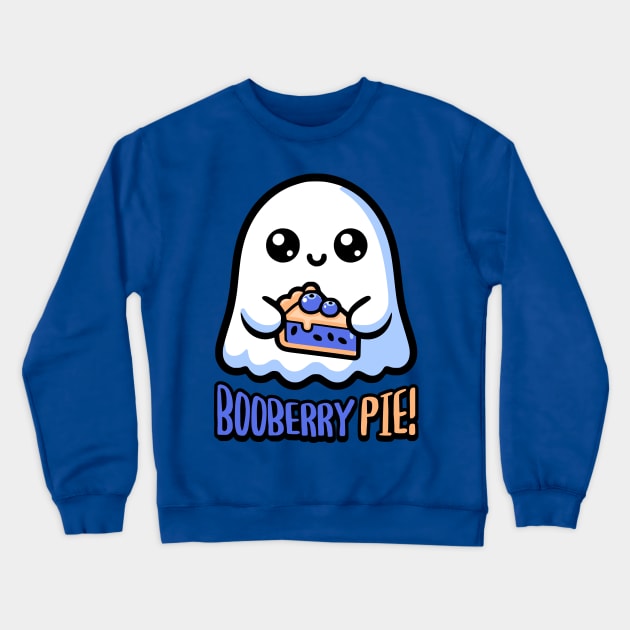 Booberry Pie! Cute Blueberry Pie Ghost Pun Crewneck Sweatshirt by Cute And Punny